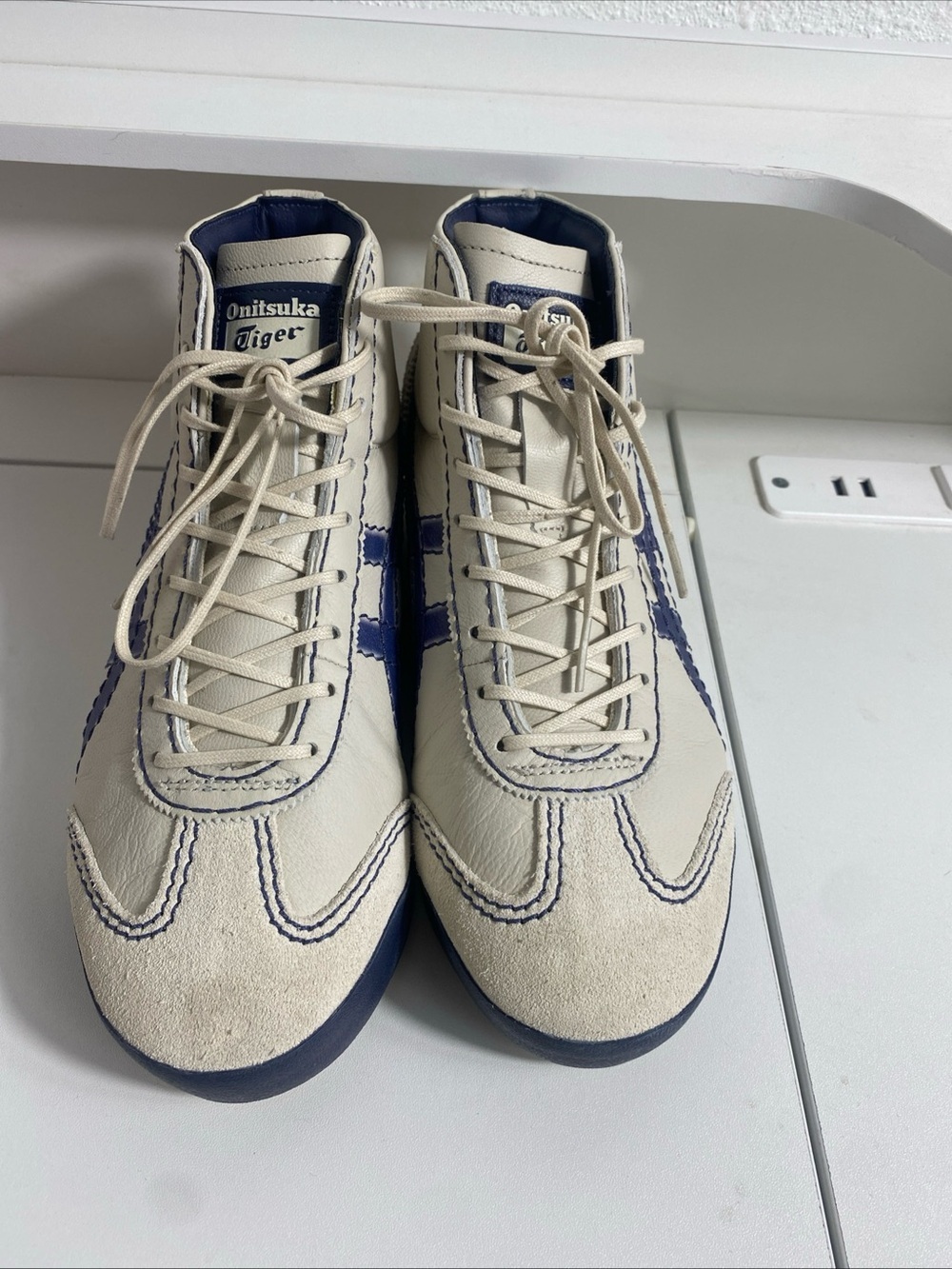 Onitsuka Tiger Mexico 66 SD M PF High Top Men's Size 5.5 Beige Blue New W/O Box - Picture 2 of 16
